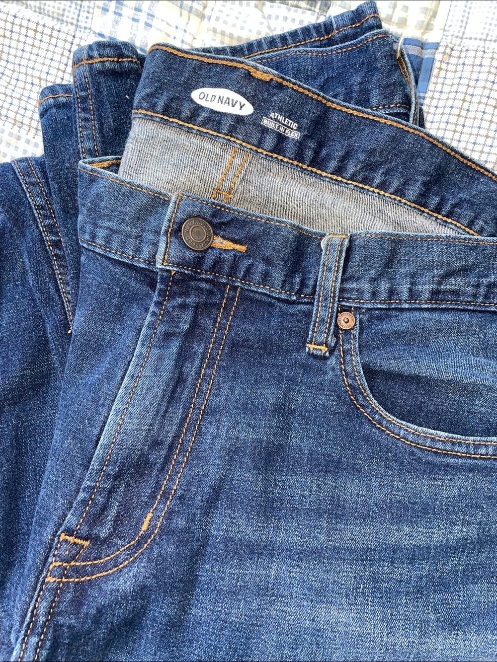Old Navy Men Mid/Dark Wash Athletic Built-In Flex Jeans 36/32
